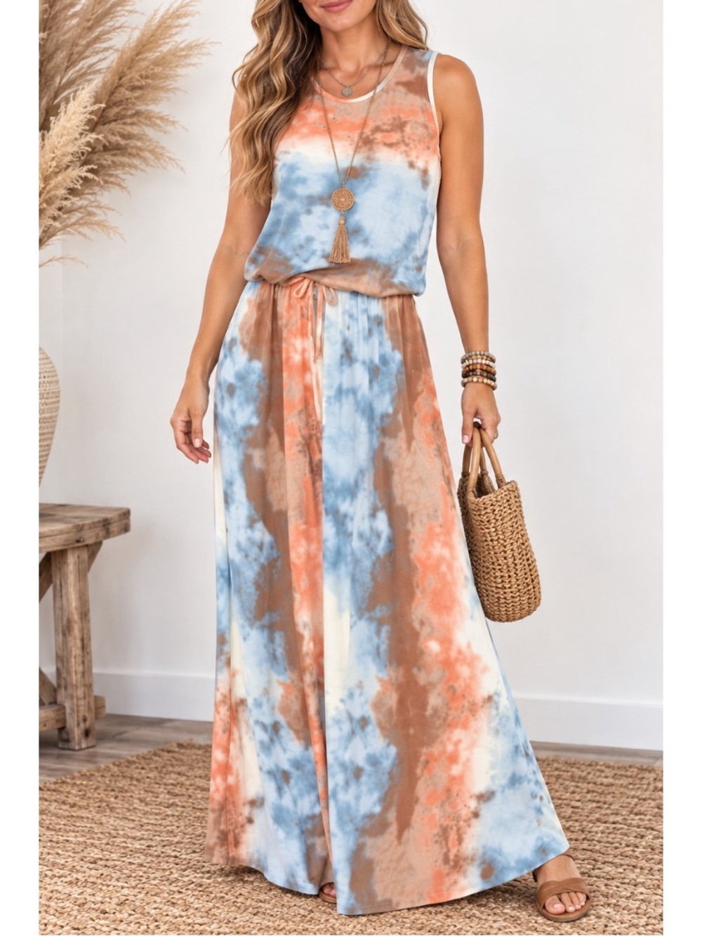 EGS Tie-Dye Sleeveless Maxi Dress- size XL